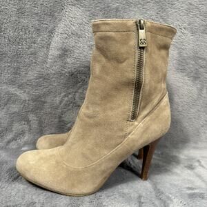 Coach Bethie Suede Ankle Boots Tan Stiletto Heel zip Booties Women's 6.5